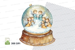 Christmas angel family in snow globe clipart png Product Image 1