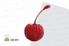 Handmade knitted red cherry clipart PNG transparent Product Image 1