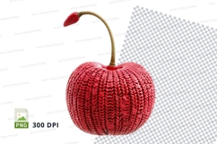 Red knitted heart apple clipart PNG transparent background Product Image 1