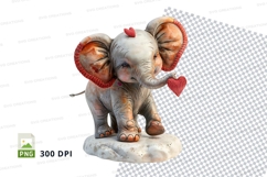 Cute elephant clipart holding red heart 300 DPI PNG Product Image 1