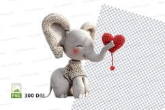 Cute elephant holding red heart clipart transparent PNG Product Image 1