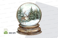 Snow globe with deer in winter forest scene clipart Product Image 1