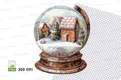 Christmas gingerbread house snow globe clipart PNG Product Image 1