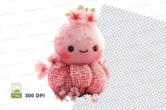 Pink crochet baby doll clipart isolated cute handmade toy Product Image 1