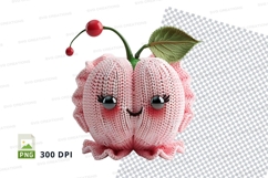 Cute crochet cherry clipart png handmade fruit decoration Product Image 1
