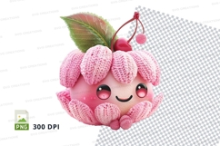 Cute pink crochet strawberry keychain clipart PNG Product Image 1