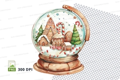 Christmas snow globe clipart with cozy village and trees Product Image 1
