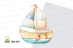 Colorful paper boat sailing on water clipart illustration Product Image 1