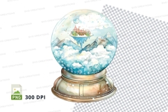 Crystal globe with world map and butterfly clipart PNG Product Image 1