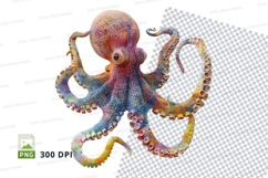 Colorful octopus clipart transparent PNG high detail 300 DPI Product Image 1