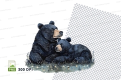 Black bear mother cub family wildlife clipart transparent PN Product Image 1