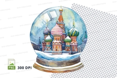 Christmas snow globe with St Basil's Cathedral illustration Product Image 1