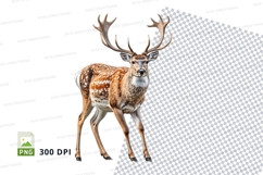 Realistic deer clipart PNG isolated white background wildlif Product Image 1
