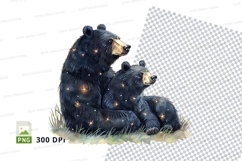 Black bear family sitting grass clipart transparent PNG Product Image 1