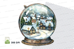 Snow globe village winter scene clipart transparent PNG Product Image 1