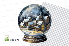 Snow globe village winter scene clipart transparent PNG Product Image 1