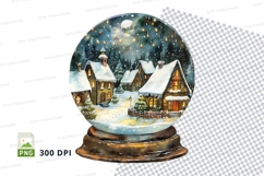 Snow globe winter village clipart cozy holiday scene Product Image 1