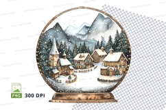 Winter village clipart snow globe illustration 300 DPI Product Image 1
