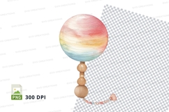 Colorful hot air balloon clipart floating transparent backgr Product Image 1