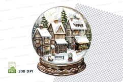 Cozy winter village snow globe clipart illustration Product Image 1