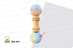 3D wooden pawn clipart transparent background rainbow gradie Product Image 1