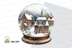 Snow globe winter village clipart transparent PNG 300 DPI Product Image 1
