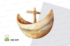 Wooden boat clipart with cross anchor minimalist design png Product Image 1