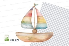 Colorful paper sailboat clipart on white background Product Image 1