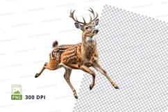 Running deer clipart transparent PNG isolated white backgrou Product Image 1
