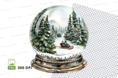 Snow globe winter scene with trees and snowmobile clipart Product Image 1