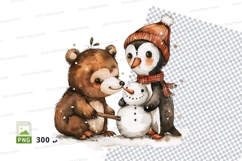 Cute winter bear penguin snowman clipart illustration Product Image 1