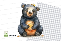 Cute cartoon bear sitting clipart transparent background Product Image 1