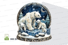 Polar bear family winter snow globe clipart illustration Product Image 1