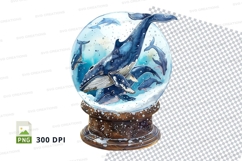 3D whale in glass snow globe clipart PNG transparent Product Image 1