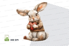 Cute Easter Bunny Clipart Holding Carrot in PNG 300 DPI Product Image 1