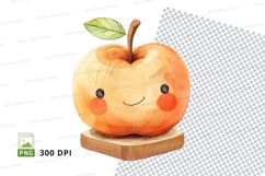 Cute apple clipart smiling face wooden stand illustration Product Image 1