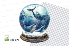 Crystal globe with dolphins in ocean waves clipart png Product Image 1