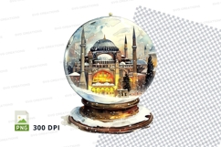Snow globe mosque clipart gold winter holiday illustration Product Image 1