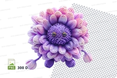 Purple dahlia flower clipart PNG transparent 300 DPI Product Image 1