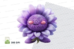 Purple crochet flower clipart PNG high detail 300 DPI Product Image 1