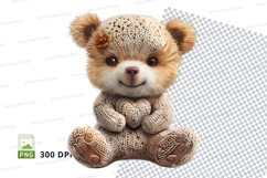Cute knitted teddy bear clipart sitting on white background Product Image 1