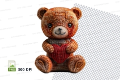 Cute brown teddy bear knitted toy clipart PNG high resolutio Product Image 1