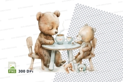 Teddy bears tea party clipart png cute kids table Product Image 1