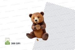 Cute brown teddy bear holding heart clipart transparent PNG Product Image 1