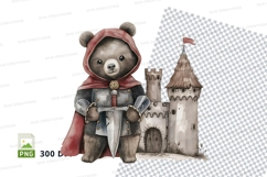 Teddy bear knight with castle clipart transparent PNG Product Image 1