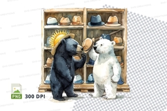Cartoon bear and polar bear high five clipart png Product Image 1