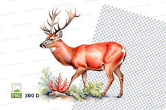 Red deer stag clipart isolated winter forest wildlife animal Product Image 1