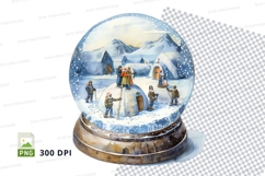 Christmas snow globe clipart with family and house in winter Product Image 1