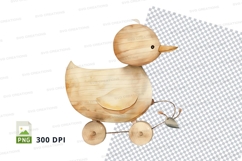 Wooden toy duck clipart isolated on white background Product Image 1