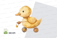 Golden rubber duck toy clipart isolated on white 300 DPI Product Image 1